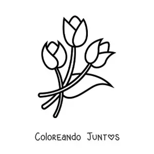 Imagen para colorear de tres tulipanes sencillos