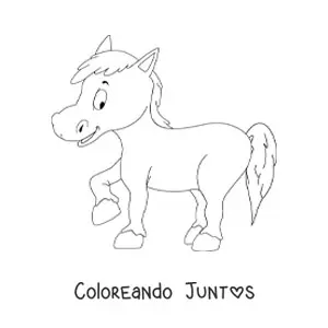 Imagen para colorear de un caballo animado levantando una pata