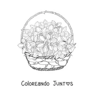 Imagen para colorear de una cesta de orquídeas cattleya