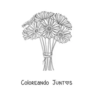 Imagen para colorear de un ramo de margaritas