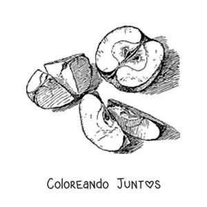 Imagen para colorear de varios trozos de manzana