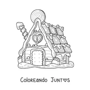 Imagen para colorear de una casa de jengibre