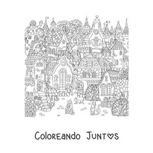 Imagen para colorear de varias casas bonitas