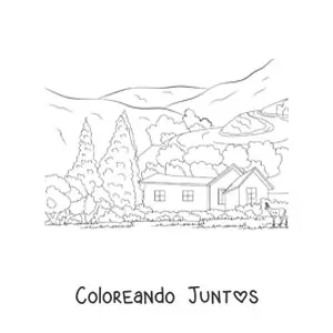 Imagen para colorear de una casa campestre