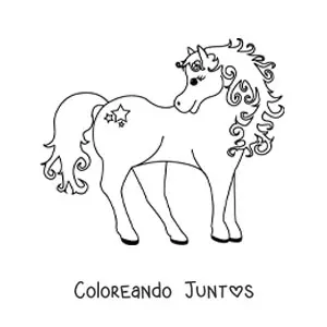 Imagen para colorear de un pony mirando hacia atrás con una estrella en su muslo
