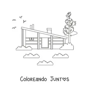 Imagen para colorear de una casa moderna con una chimenea