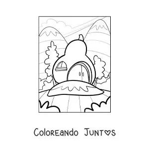 Imagen para colorear de una casa en forma de pera