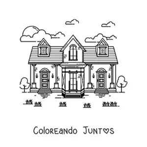 Imagen para colorear de una casa de estilo antiguo