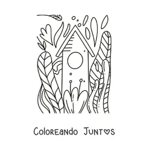 Imagen para colorear de una casa bonita con un jardín