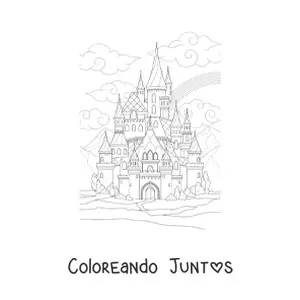 Imagen para colorear de un castillo de cuento de hadas