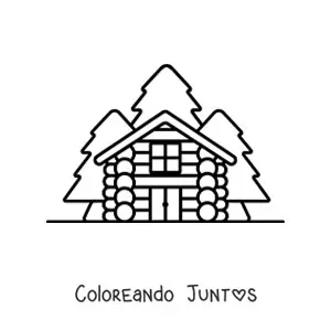 Imagen para colorear de una cabaña en el bosque