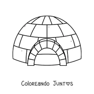 Imagen para colorear de un iglú de frente