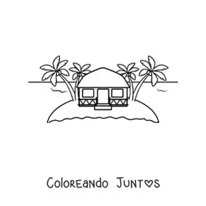 Imagen para colorear de una choza en una isla