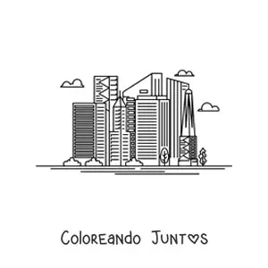 Imagen para colorear de una ciudad moderna con rascacielos