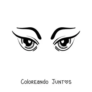 Imagen para colorear de un par de ojos misteriosos con ceño fruncido