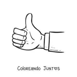 Imagen para colorear de mano con pulgar hacia arriba