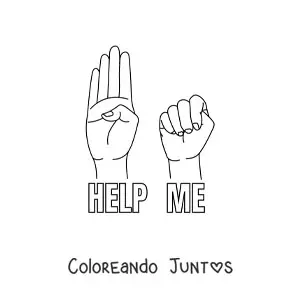 Imagen para colorear de manos haciendo la señal de ayuda para víctimas de violencia de género