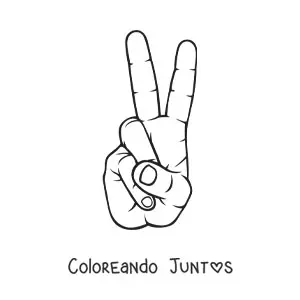 Imagen para colorear de una mano haciendo el signo de la paz