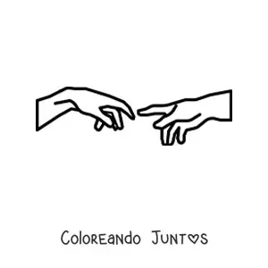 Imagen para colorear de la mano de dios como aparece en La Creación de Adán