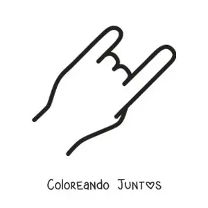 Imagen para colorear de una mano haciendo el signo del rock