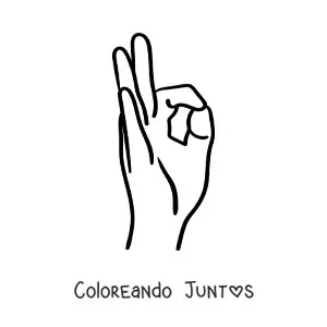 Imagen para colorear de mano haciendo el gesto de ok