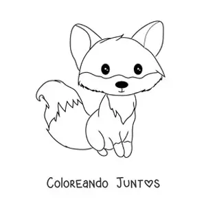 Imagen para colorear de un zorro animado kawaii sentado