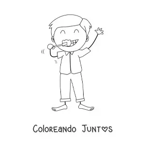 Imagen para colorear de un niño cepillando sus dientes