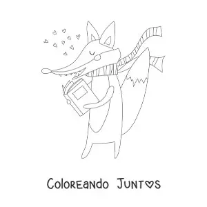 Imagen para colorear de un zorro animado leyendo un libro