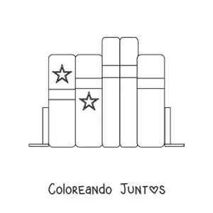 Imagen para colorear de varios libros en un estante