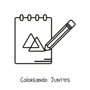 Imagen para colorear de un lápiz escribiendo en un cuaderno