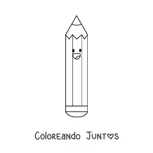 Imagen para colorear de un lápiz animado feliz