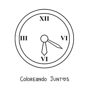 Imagen para colorear de un reloj de pared marcando la hora