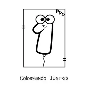 Imagen para colorear de un globo con forma de número 1