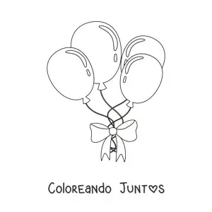 Imagen para colorear de cuatro globos sujetados con un lazo