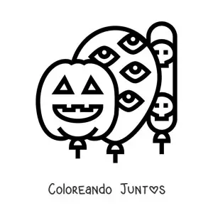 Imagen para colorear de tres globos de Halloween