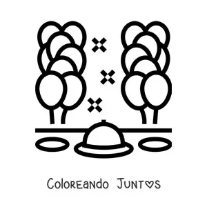 Imagen para colorear de una mesa con globos de fiesta