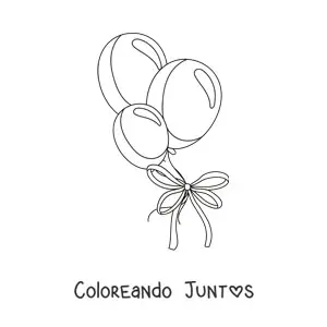 Imagen para colorear de tres globos de regalo con un lazo