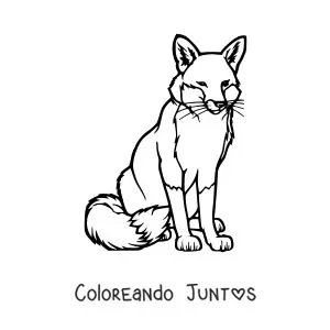 Imagen para colorear de un zorro salvaje sentado