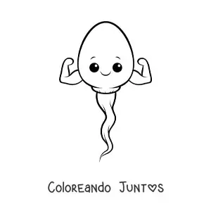 Imagen para colorear de un espermatozoide kawaii