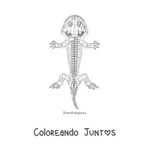 Imagen para colorear de un fósil de anfibio braquiosaurio