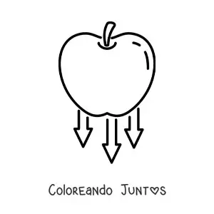 Imagen para colorear de una manzana cayendo representando la gravedad