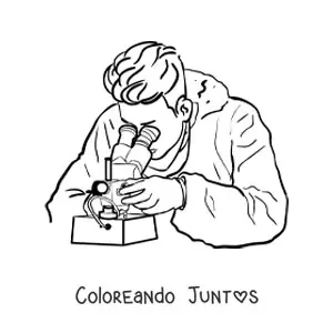 Imagen para colorear de un científico usando un microscopio binocular
