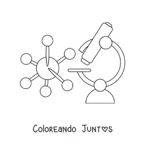 Imagen para colorear de un microscopio sencillo y un virus
