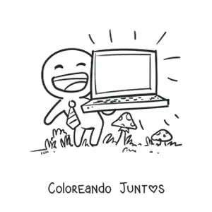 Imagen para colorear de un hombre con un ordenador portátil