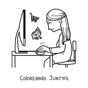 Mujer comprando por internet en la computadora