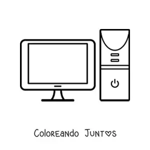 Imagen para colorear de un CPU y un monitor moderno