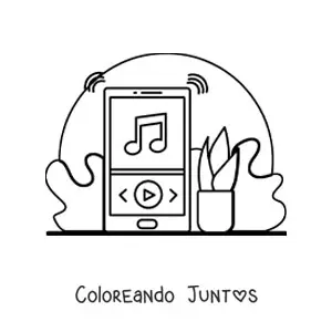Imagen para colorear de un teléfono celular reproduciendo música