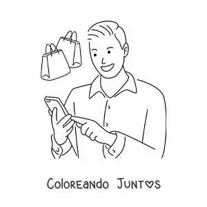 Hombre comprando por internet desde el teléfono celular