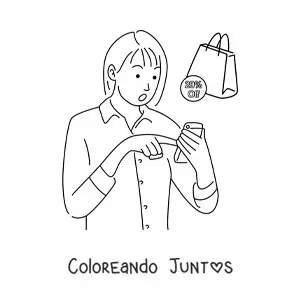 Mujer haciendo compras en línea desde el móvil
