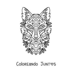 Imagen para colorear de un mandala en forma de zorro